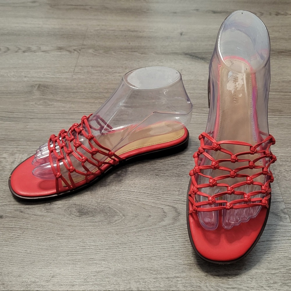 Madewell Danika Knotted Sandal Slide Red Orange Leather 6.5 Costal Bohemian